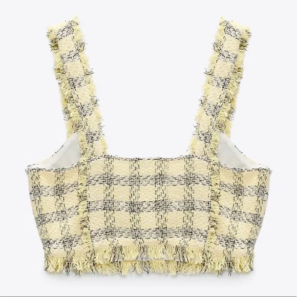 Yellow designer tweed top. Matching skirt also available - Picture 6 of 8